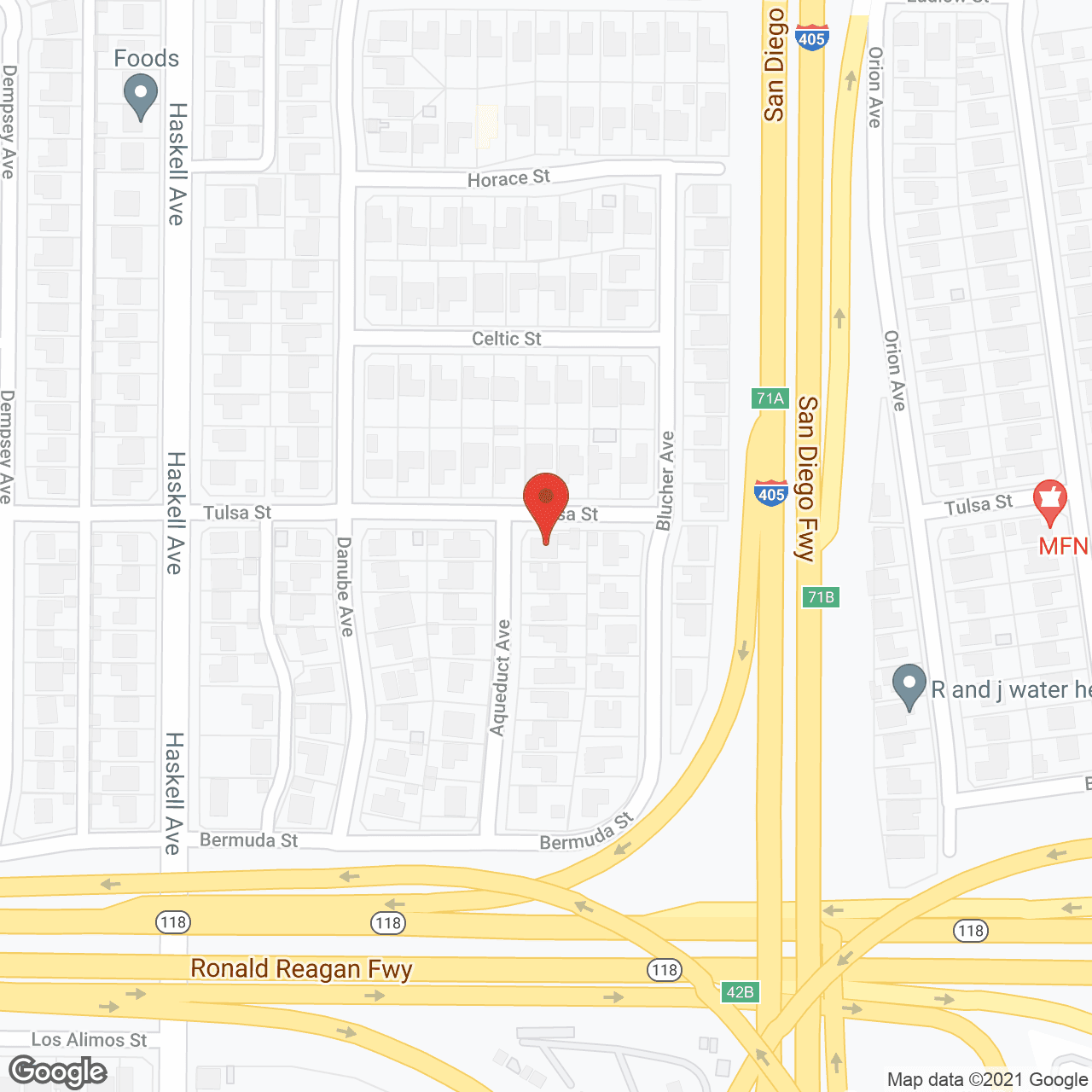 Map of the neighborhood around Granada Hills Board and Care