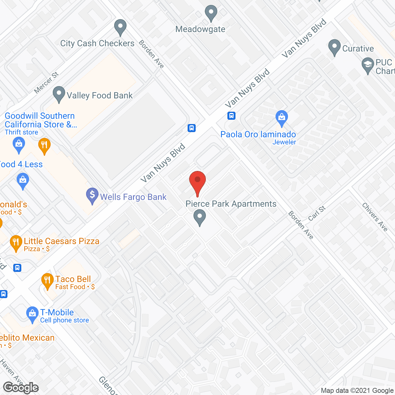 Map of the neighborhood around Nova Pierce Park