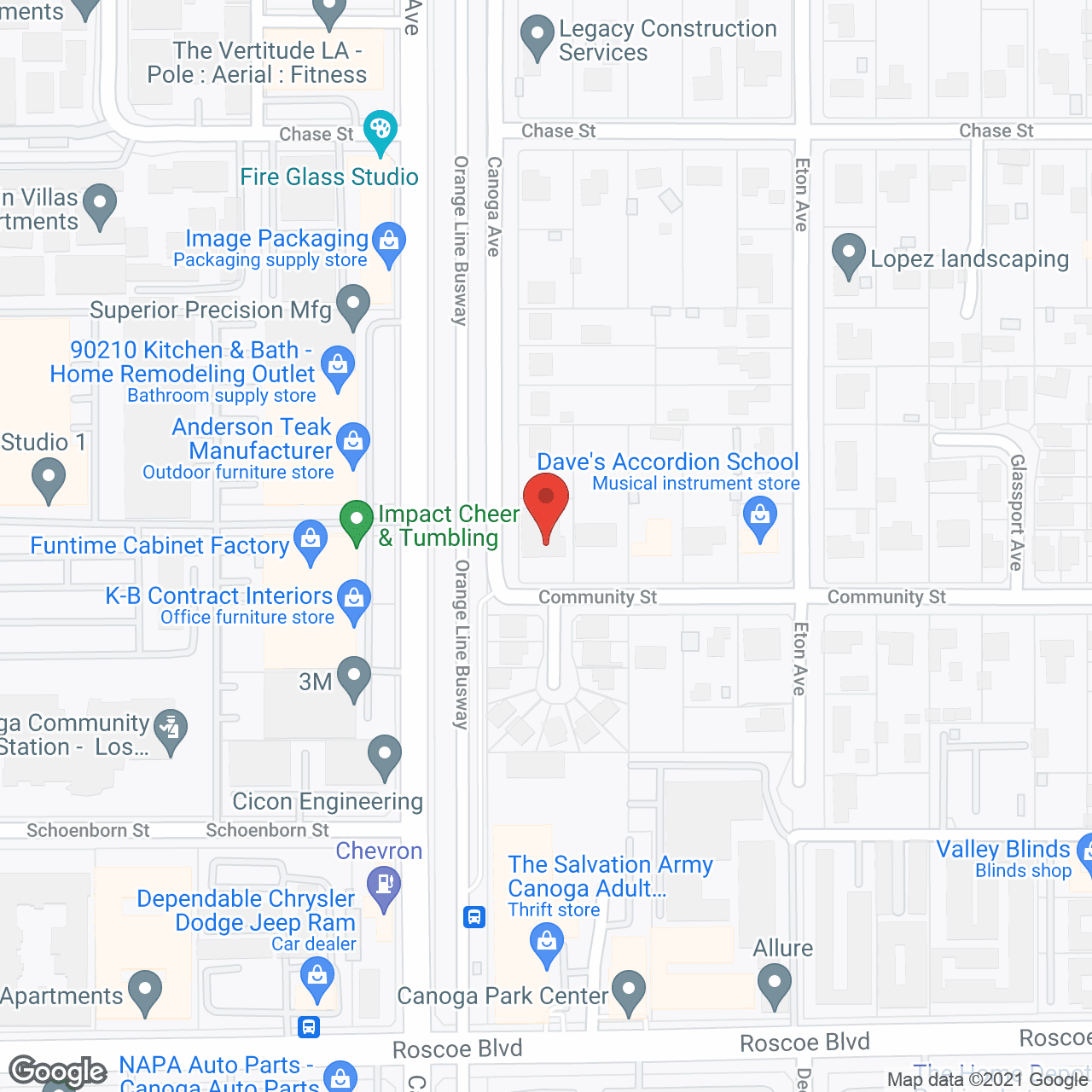 Map of the neighborhood around Community Board and Care Manor
