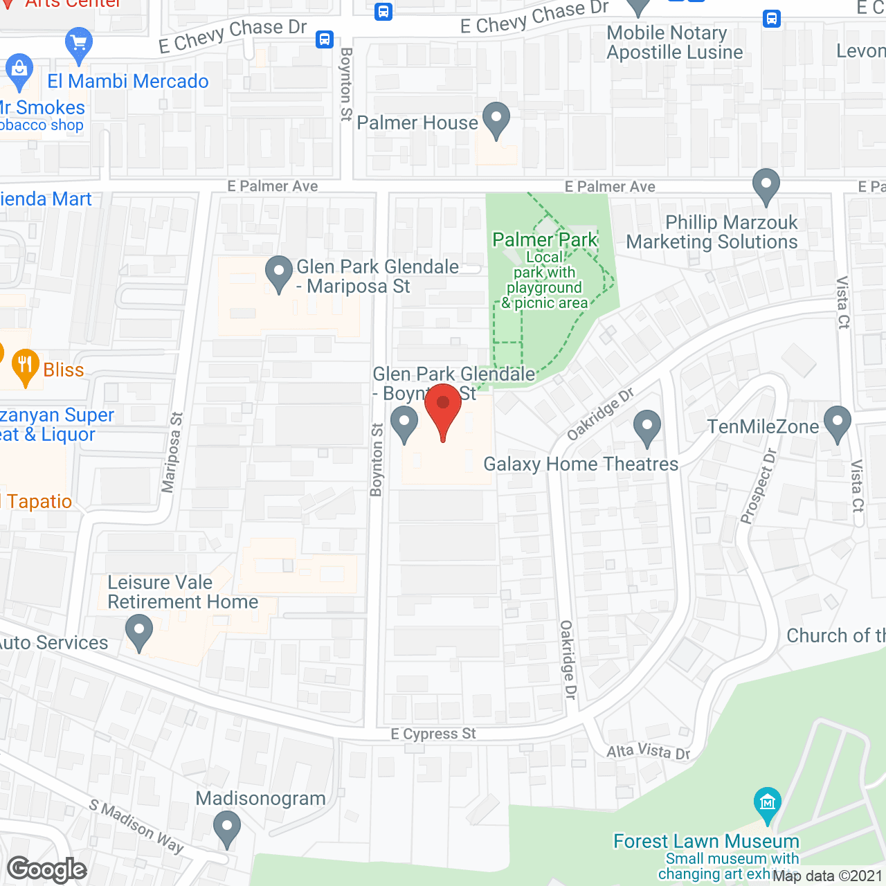 Map of the neighborhood around Glen Park at Glendale - Boynton St
