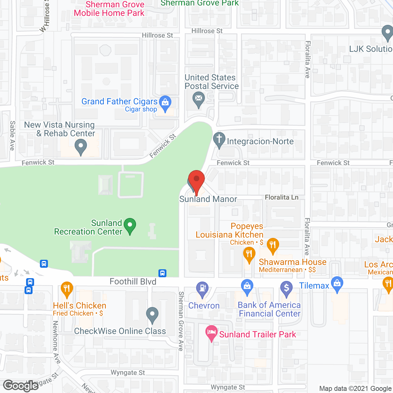 Map of the neighborhood around Sunshine Manor-UNLICENSED