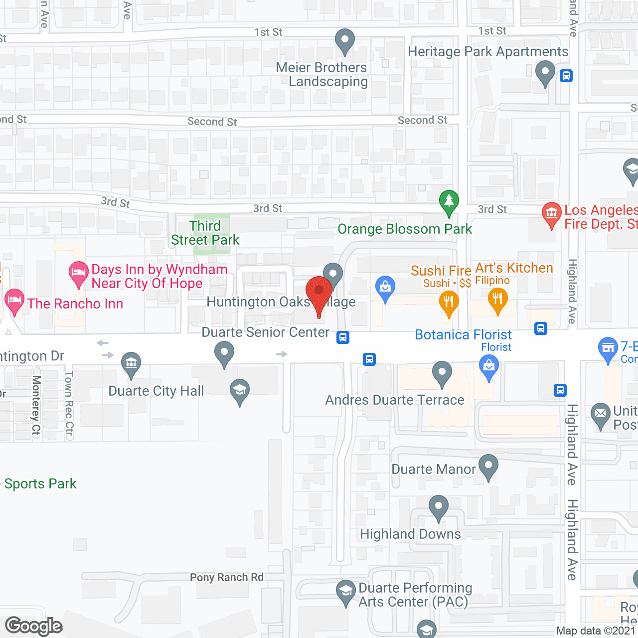 Map of the neighborhood around Huntington Oaks Village
