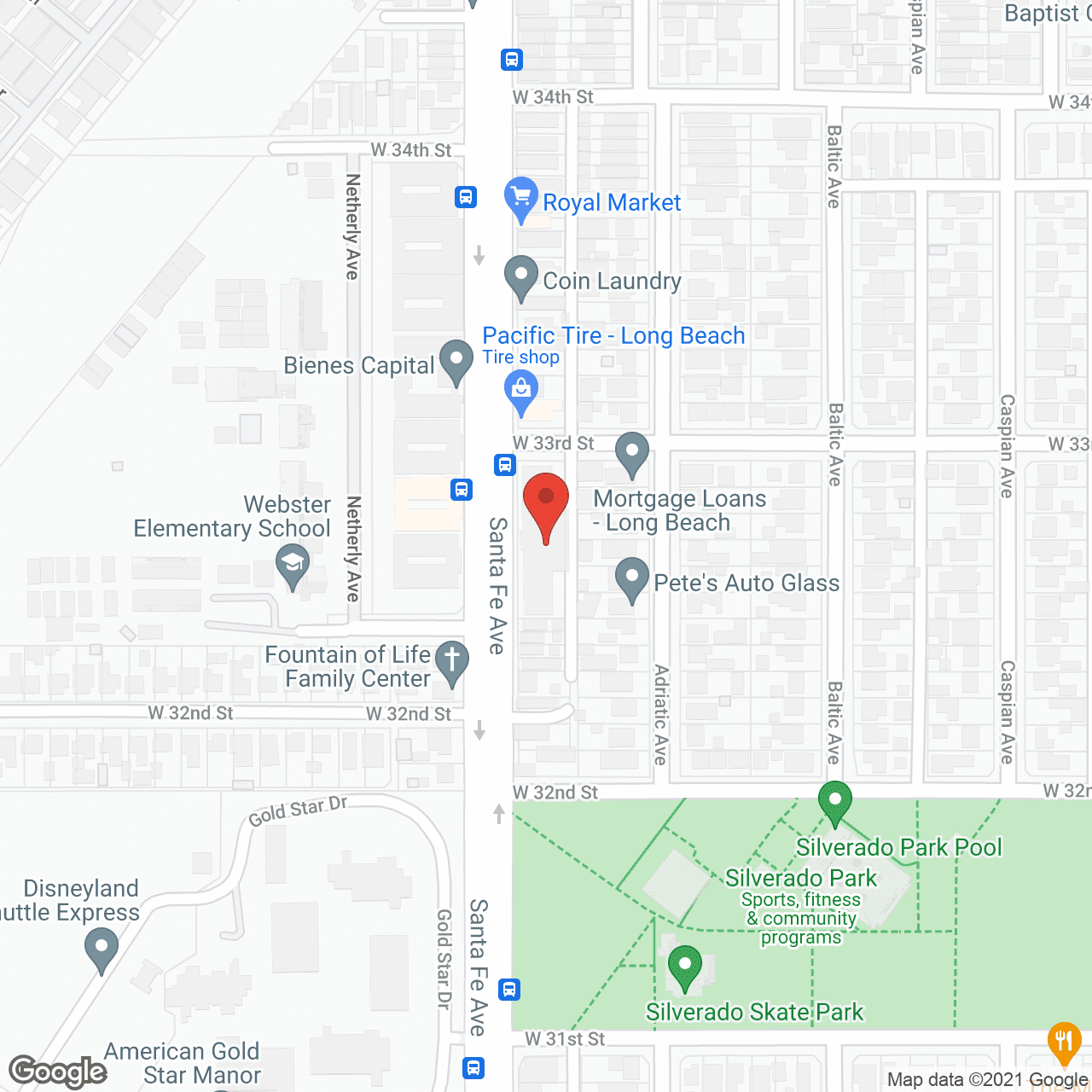 Map of the neighborhood around Santa Fe Convalescent Hospital