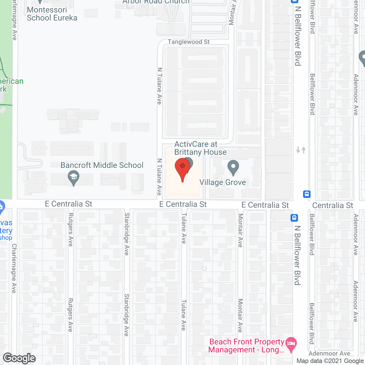 Map of the neighborhood around Brittany House