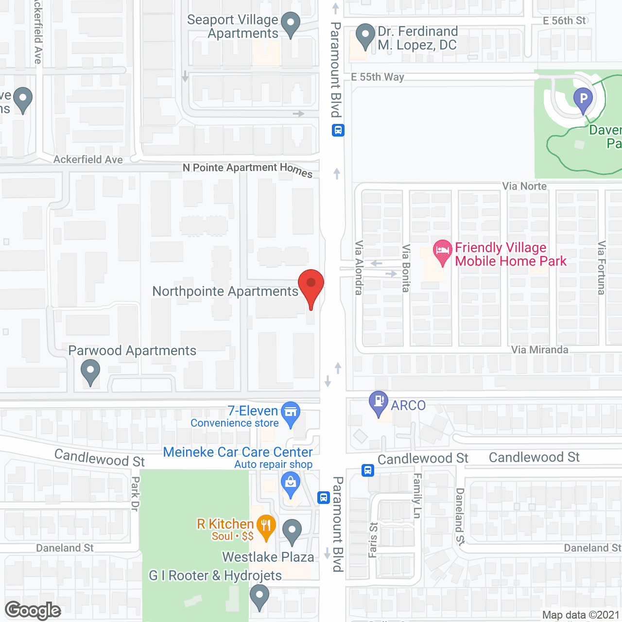 Map of the neighborhood around Parwood Apartments