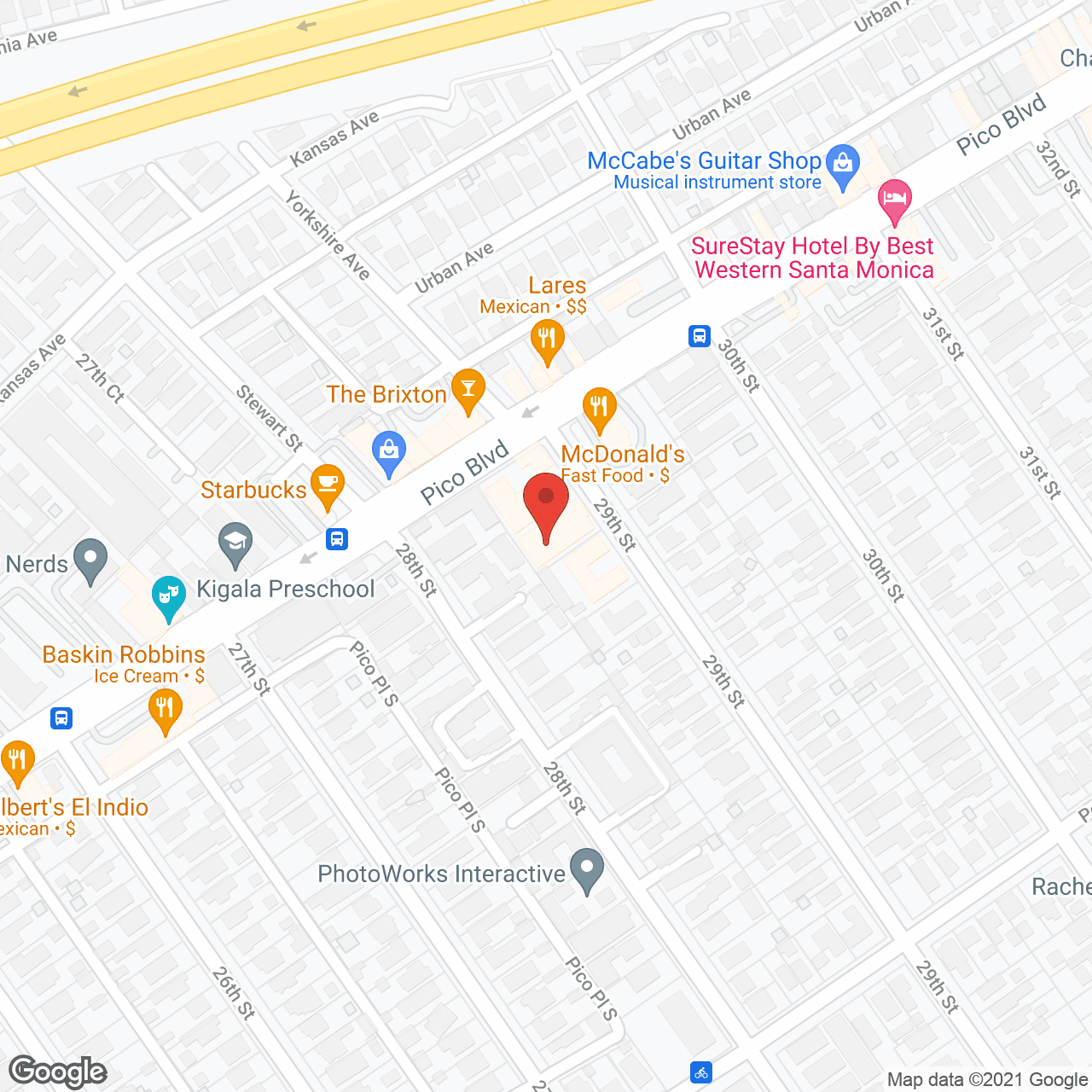 Map of the neighborhood around Santa Monica Convalescent Ctr