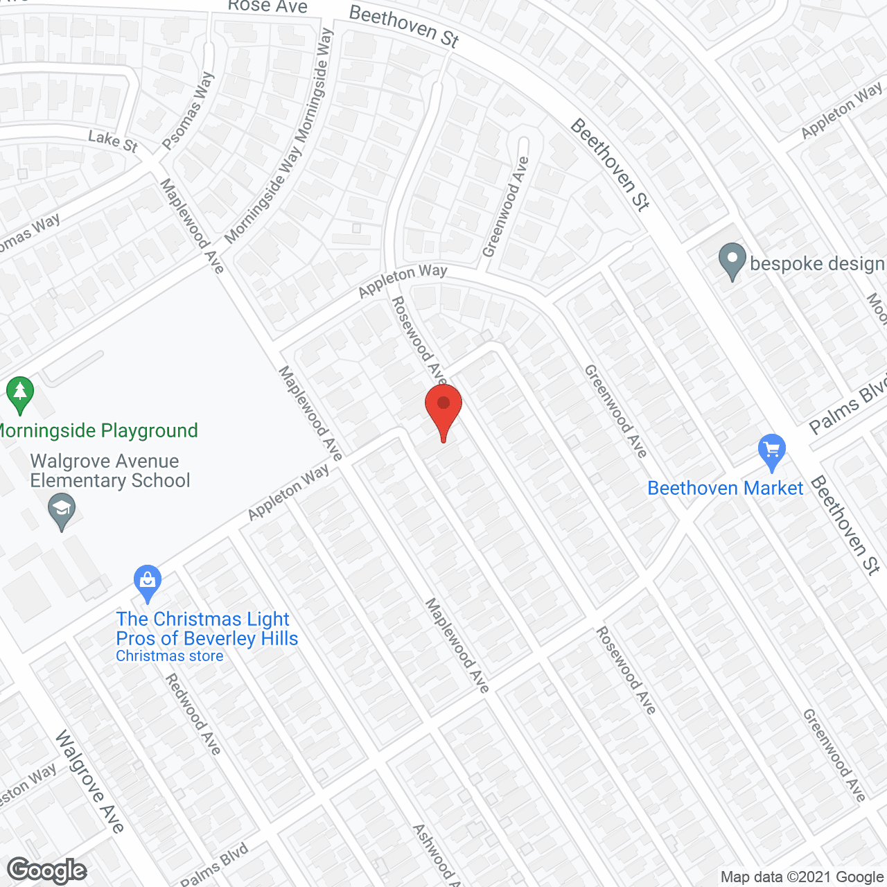 Map of the neighborhood around Bentley House