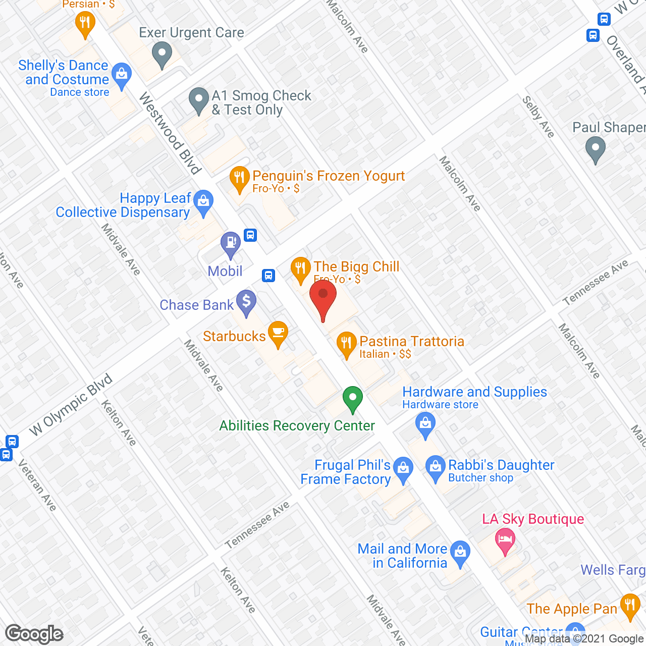 Map of the neighborhood around The Plaza at Westwood
