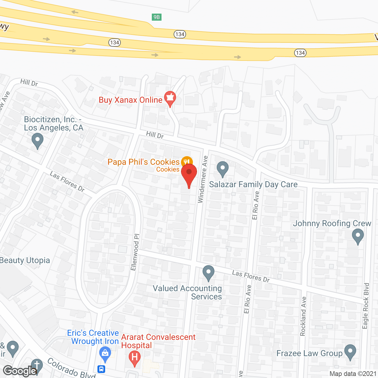 Map of the neighborhood around J and L Manor