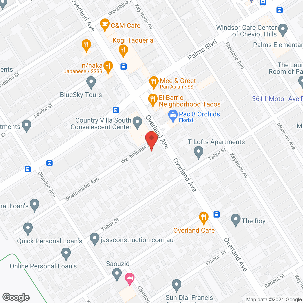 Map of the neighborhood around Cheviot Hills Golden Manor