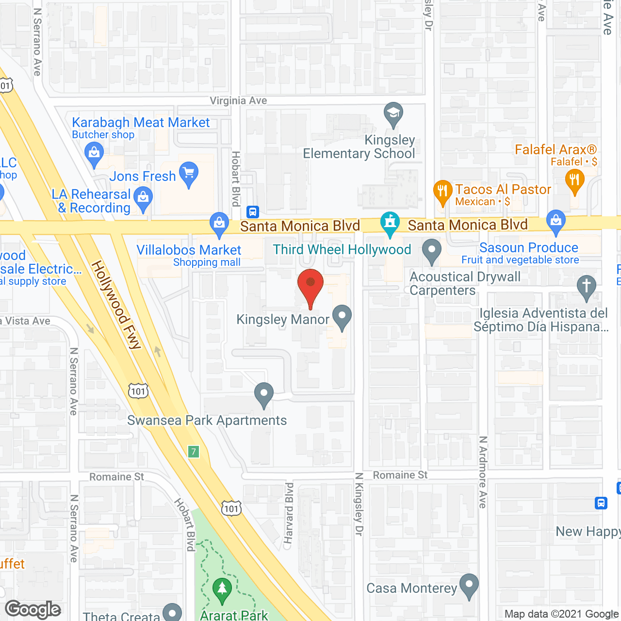 Map of the neighborhood around Kingsley Manor