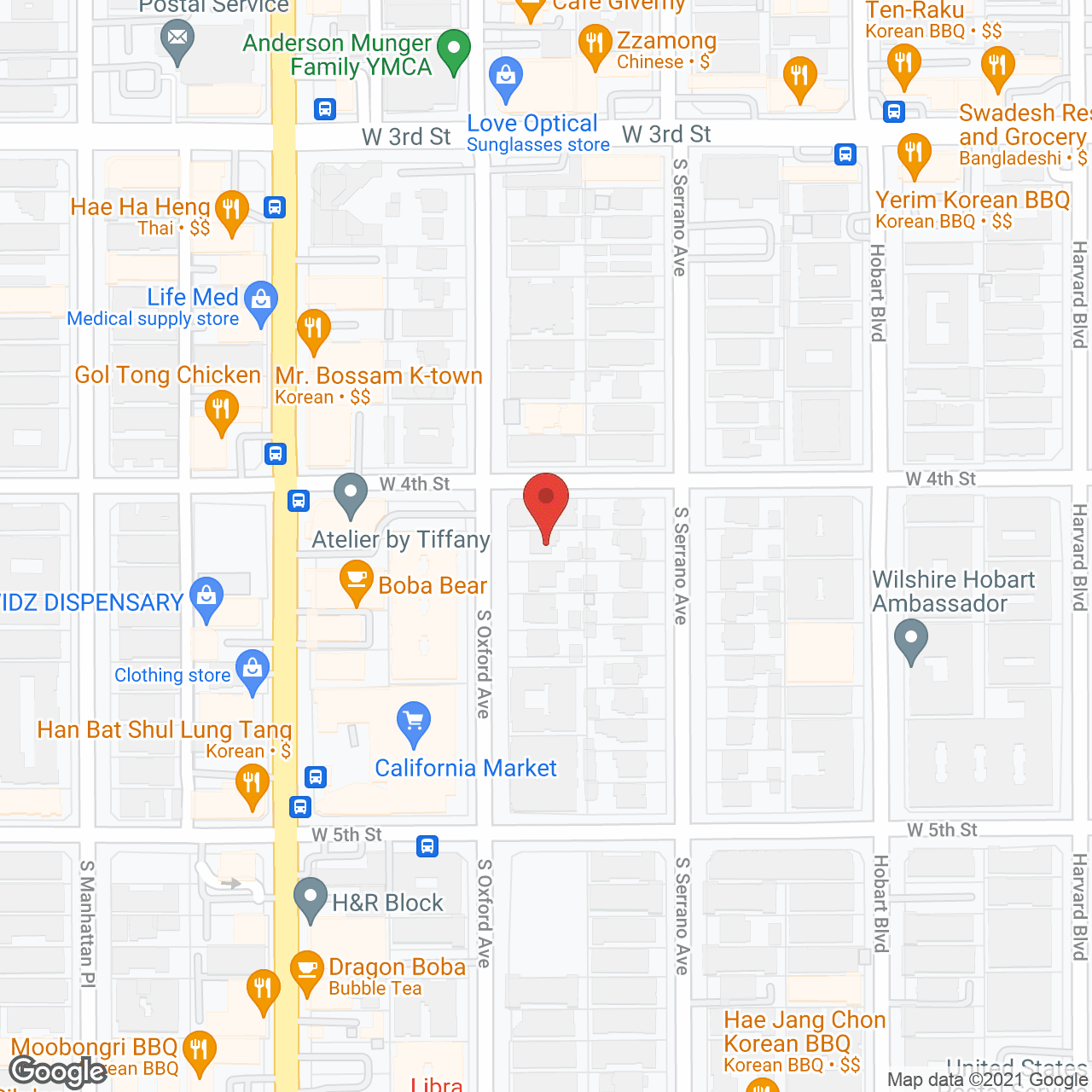 Map of the neighborhood around Oxford Manor