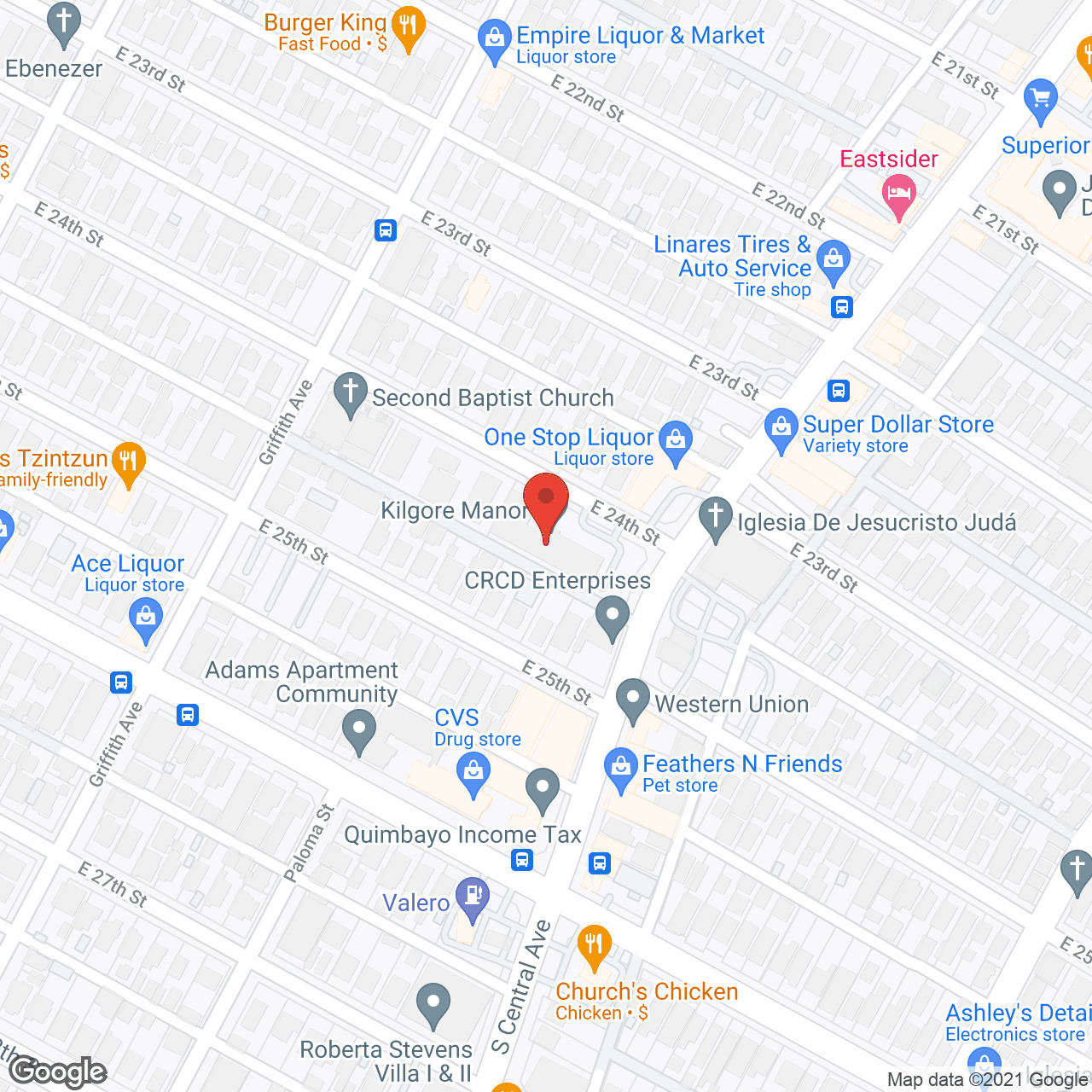 Map of the neighborhood around Kilgore Manor