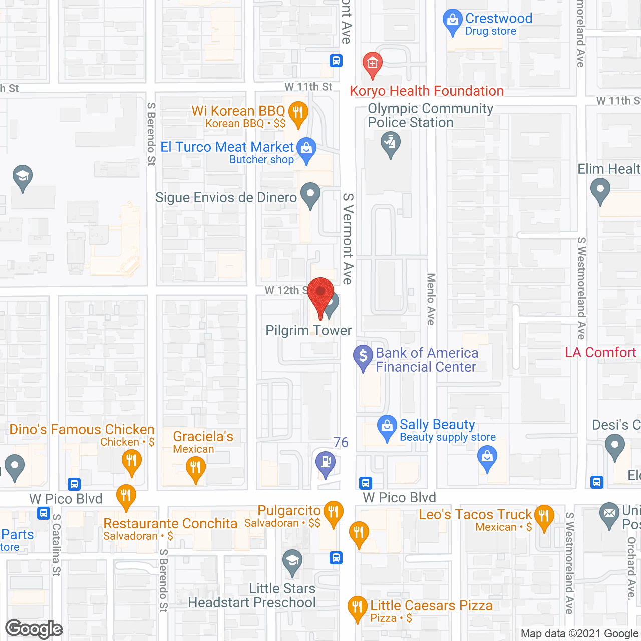 Map of the neighborhood around Pilgrim Tower Apartments