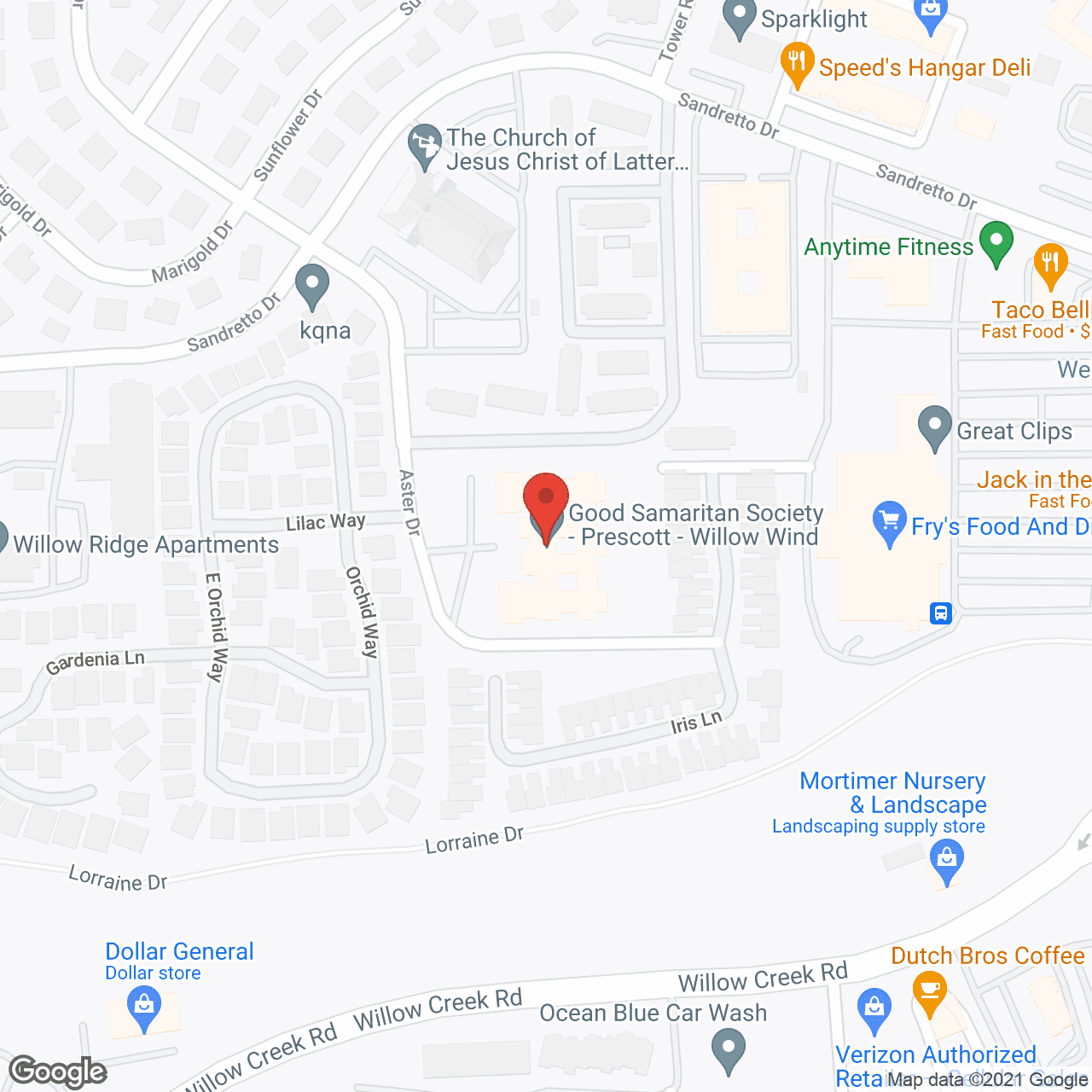 Map of the neighborhood around Willow Wind Residence