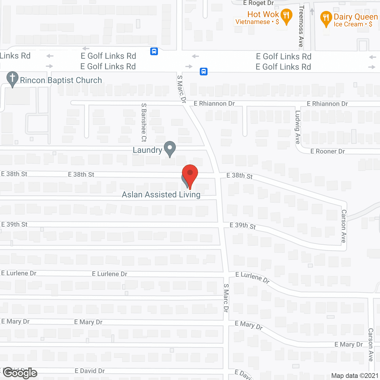 Map of the neighborhood around Aslan's Home