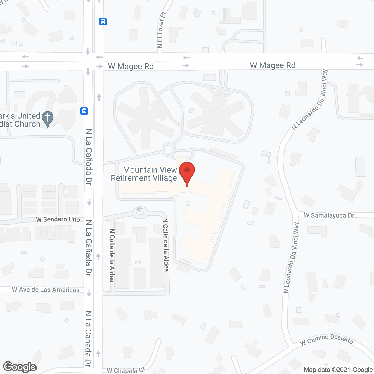 Map of the neighborhood around Mountain View Retirement Village