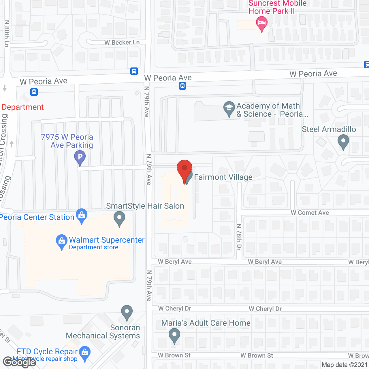 Map of the neighborhood around Fairmont Village