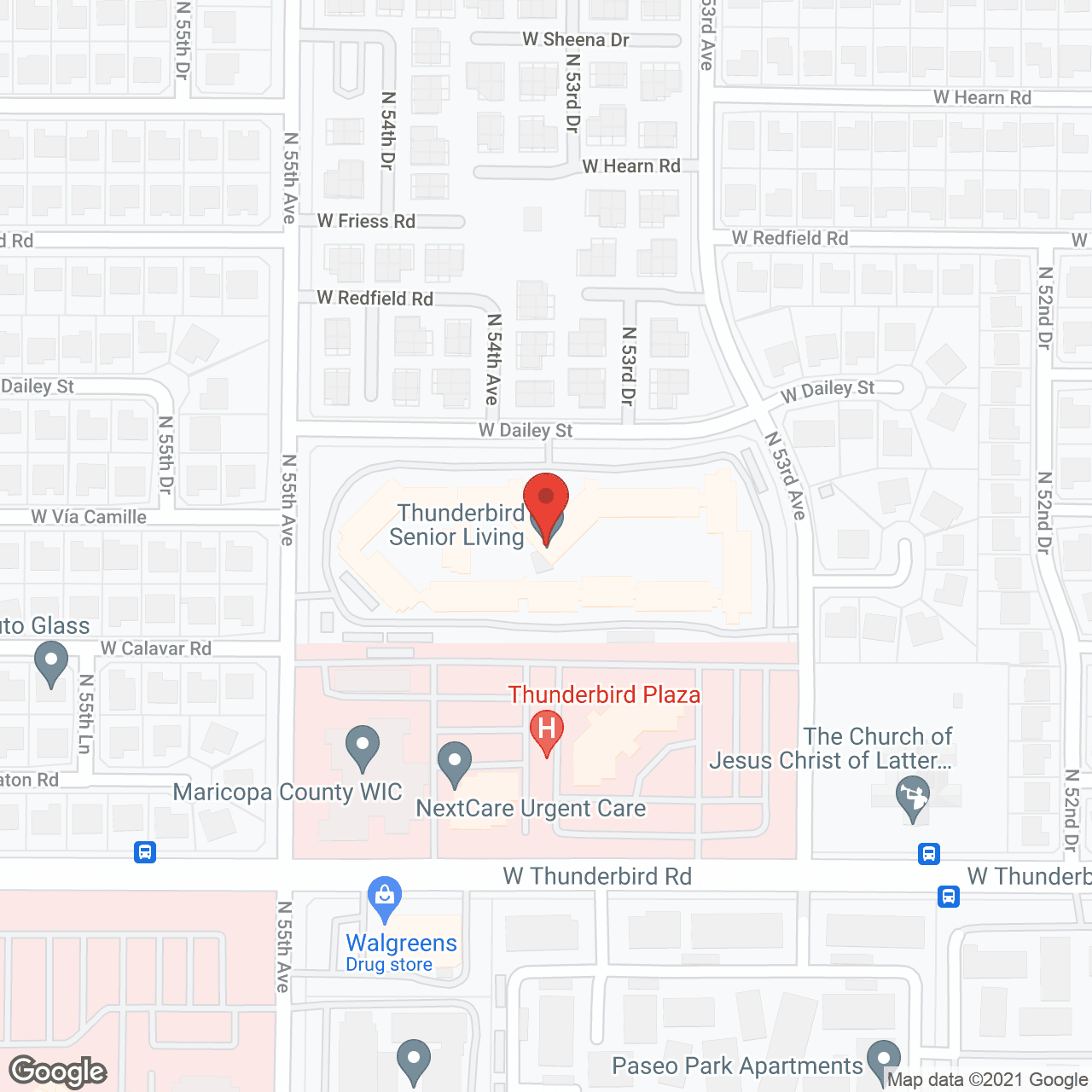 Map of the neighborhood around Thunderbird Senior Living