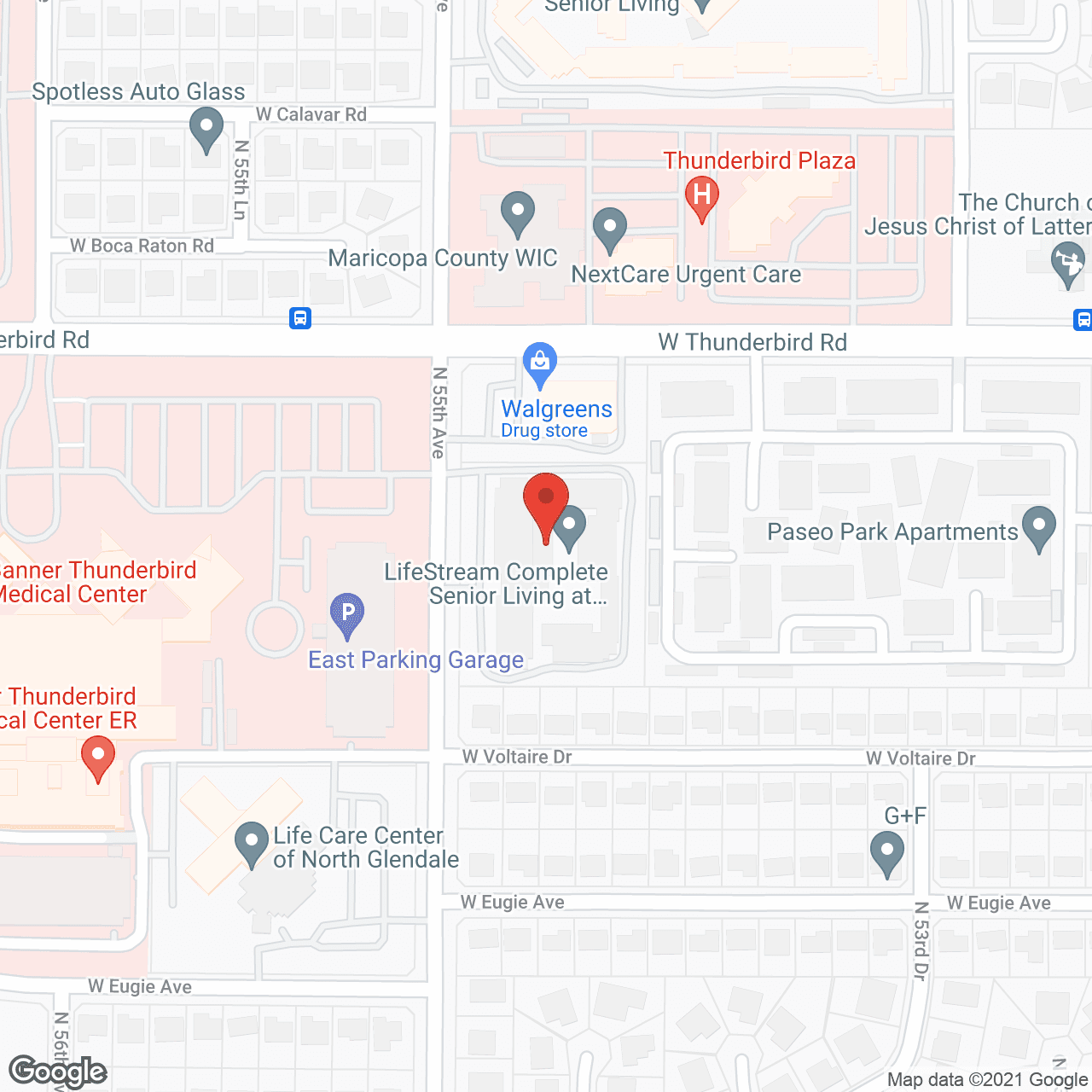 Map of the neighborhood around LifeStream at Glendale