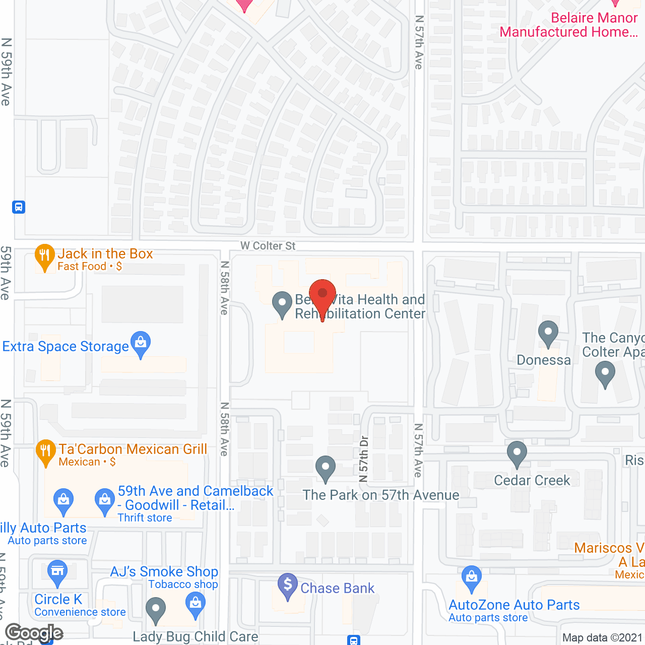 Map of the neighborhood around Amarsi Assisted Living