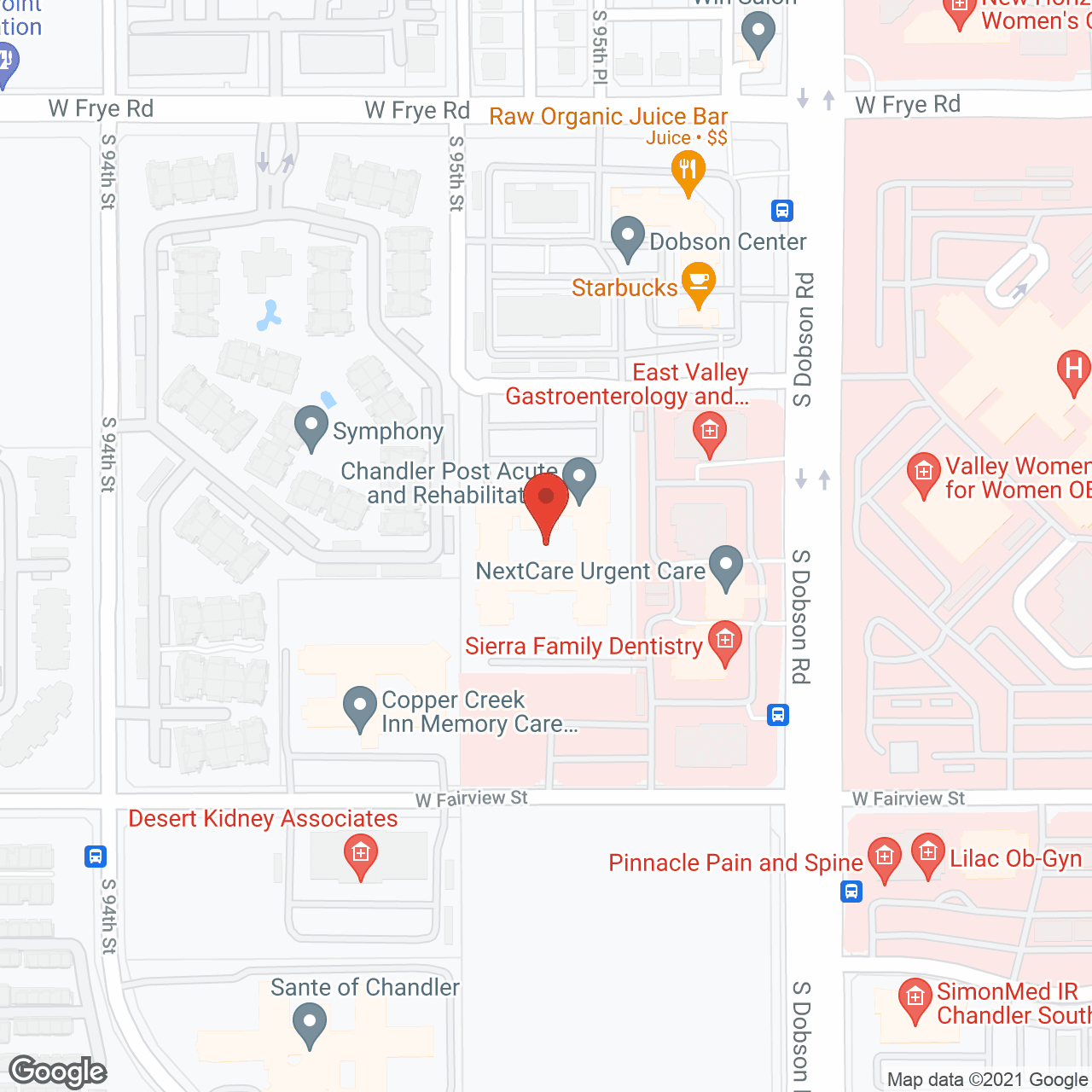 Map of the neighborhood around Chandler Post Acute and Rehabilitation
