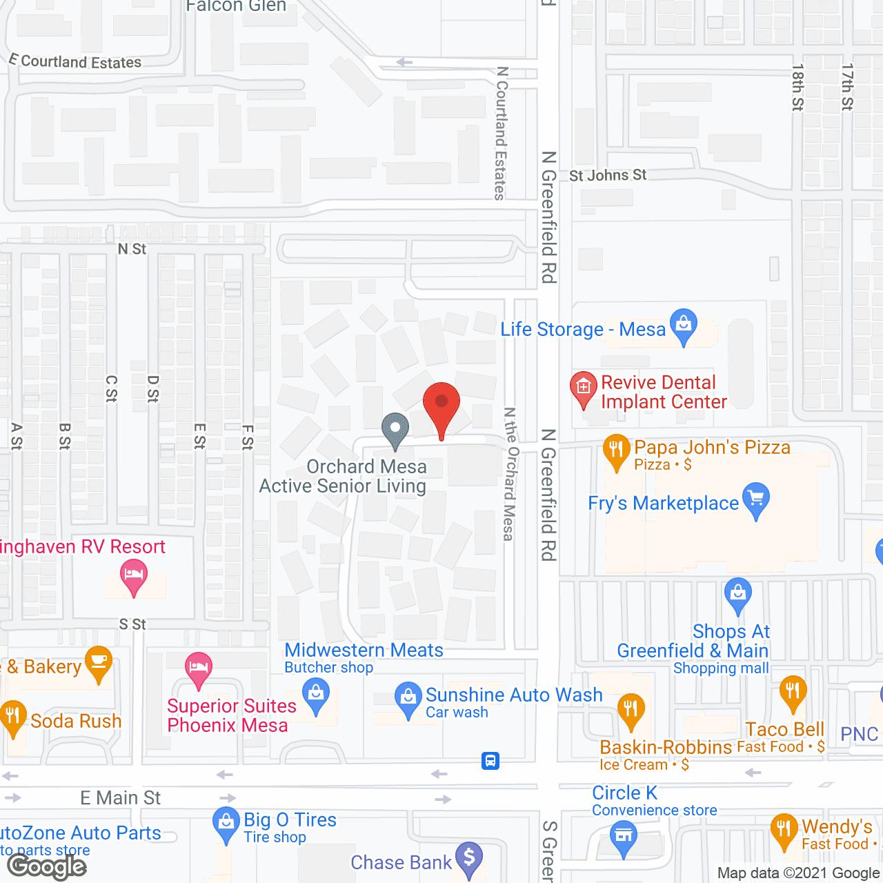 Map of the neighborhood around Orchard Mesa Active Senior Living