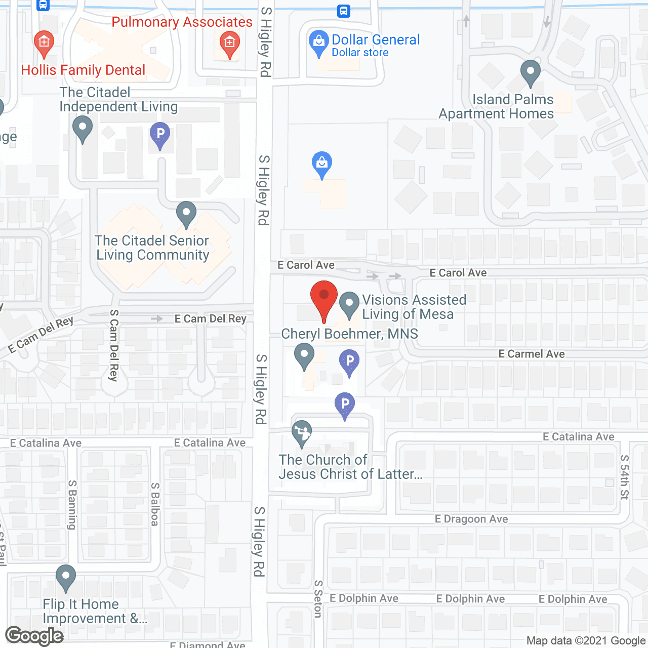 Map of the neighborhood around Visions Senior Living at Mesa