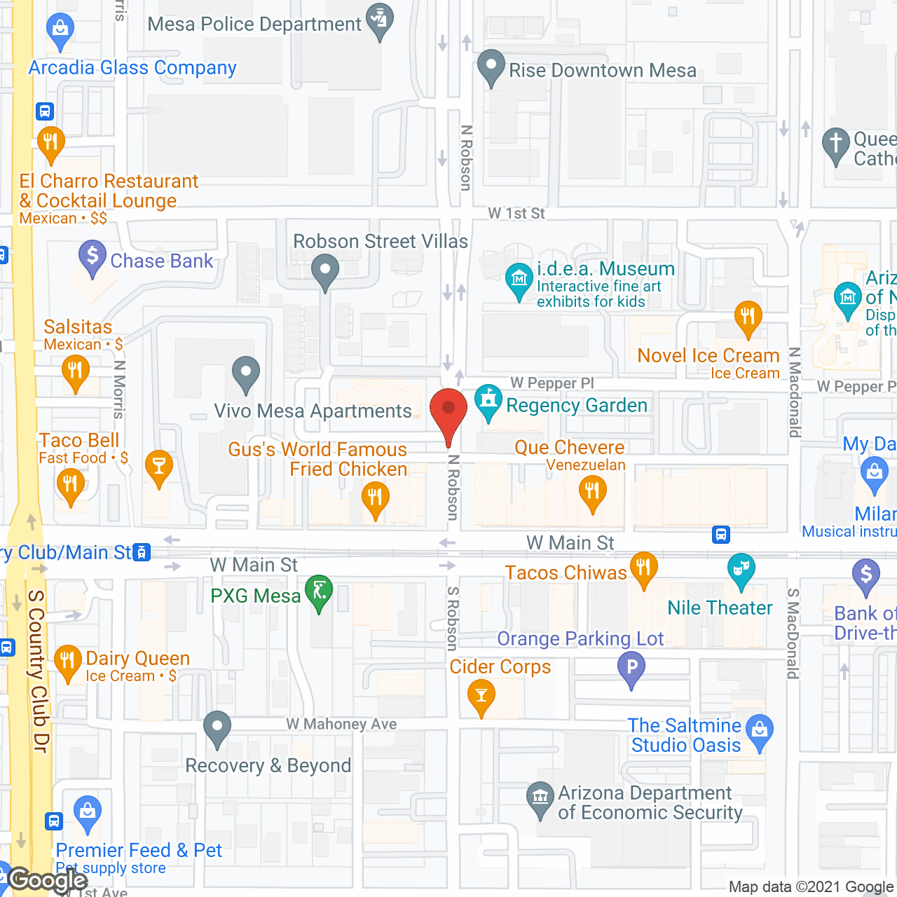 Map of the neighborhood around Courtyard Towers