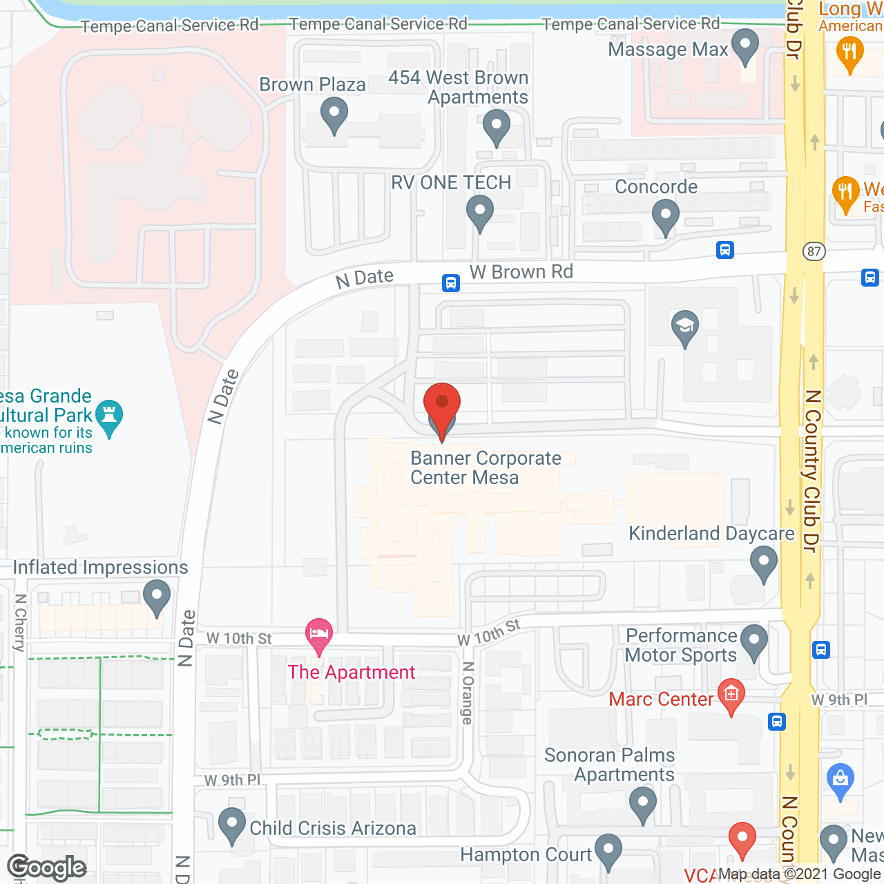 Map of the neighborhood around Mesa Lutheran Hospital Trnstnl
