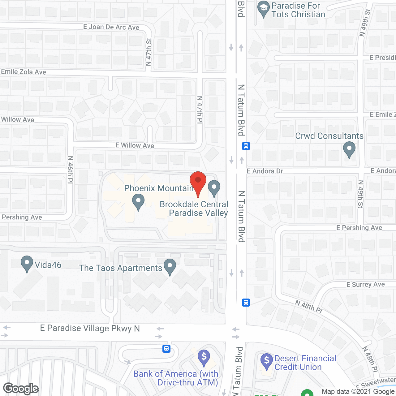 Map of the neighborhood around Brookdale Central Paradise Valley