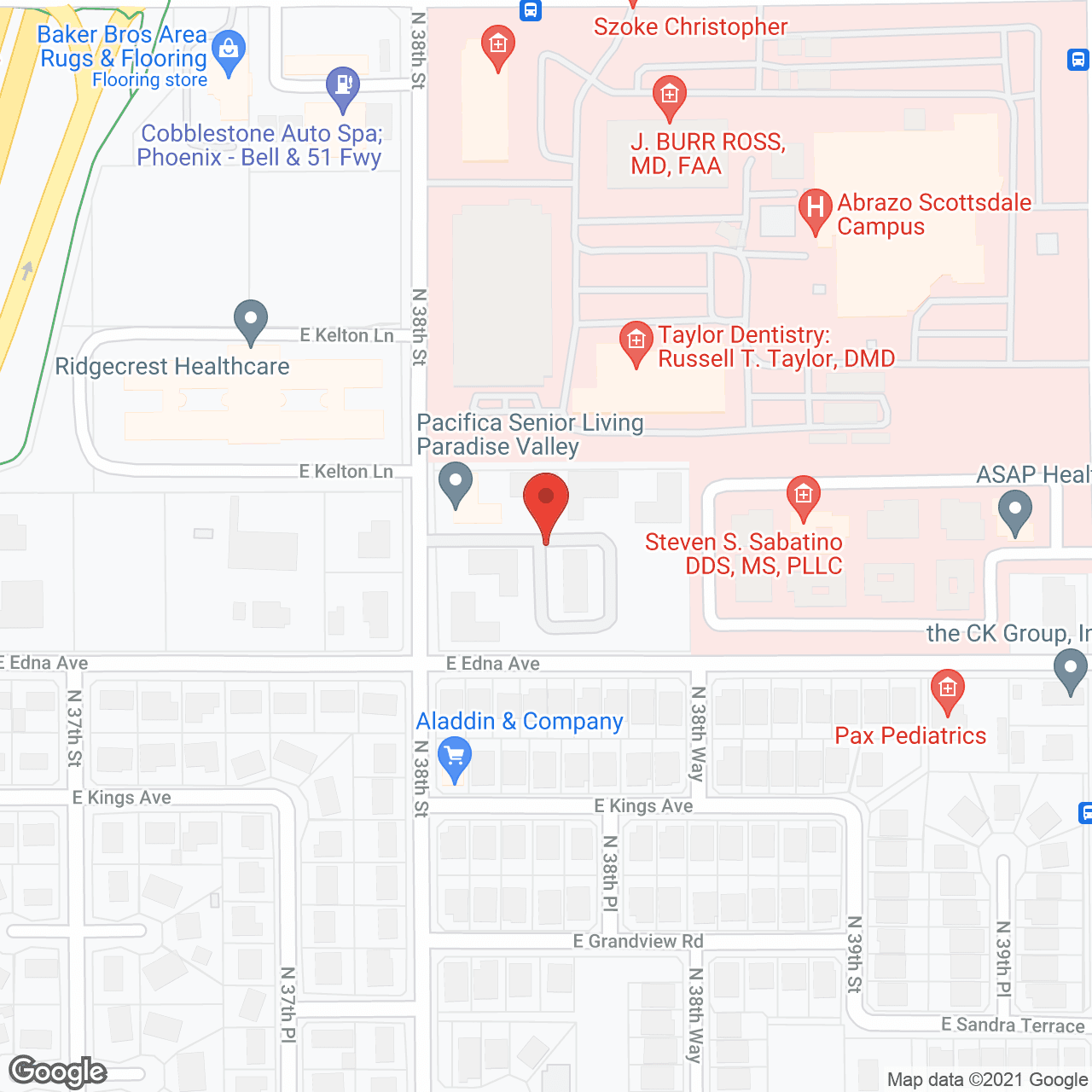 Map of the neighborhood around Pacifica Senior Living Paradise Valley