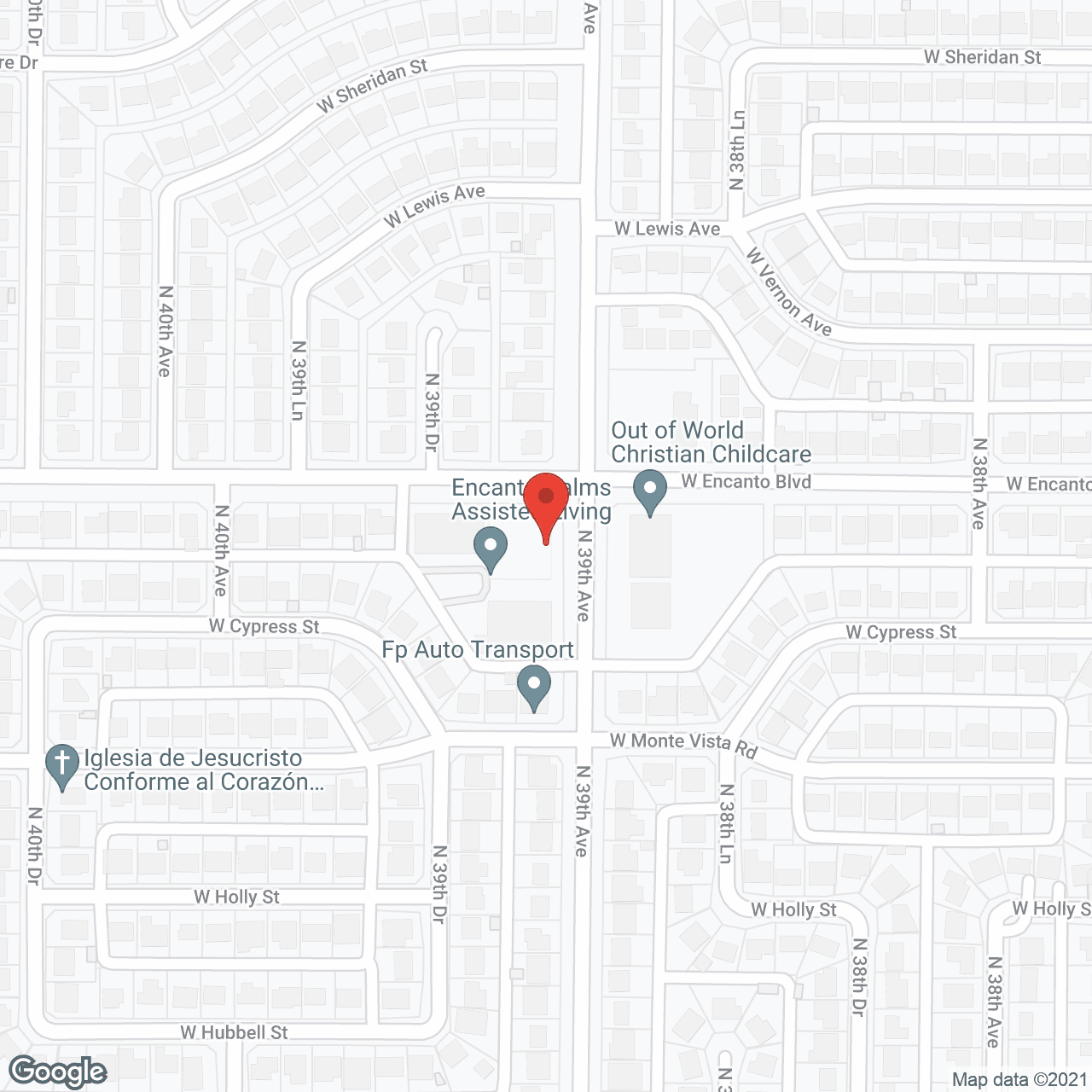 Map of the neighborhood around Encanto Palms