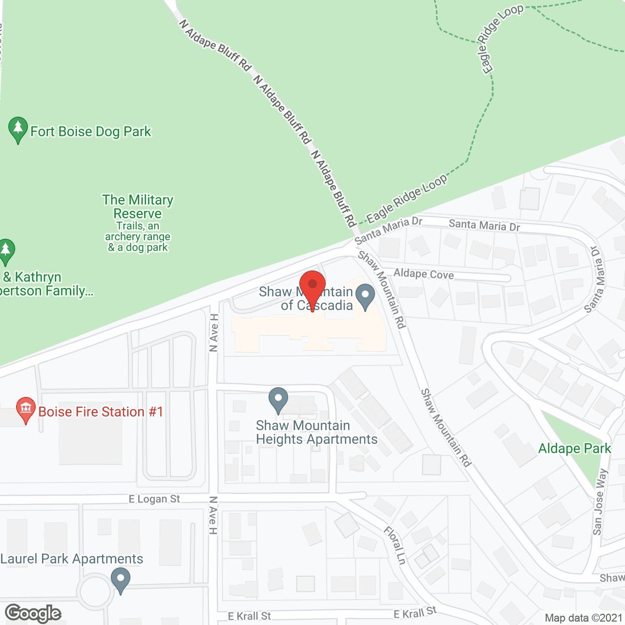 Map of the neighborhood around Shaw Mountain of Cascadia
