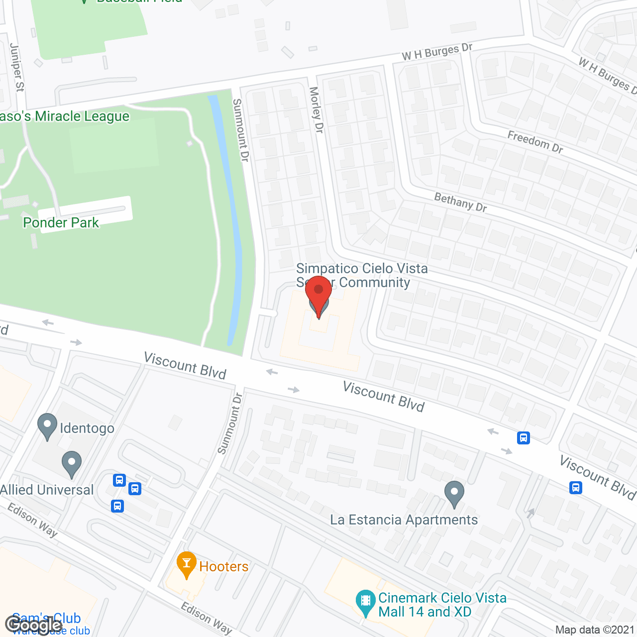Map of the neighborhood around Simpatico Cielo Vista