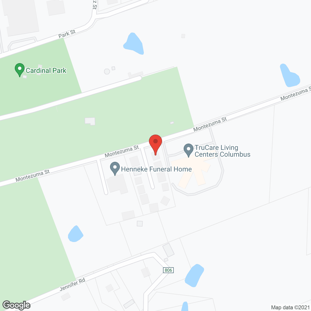 Map of the neighborhood around Oak Bluff Village