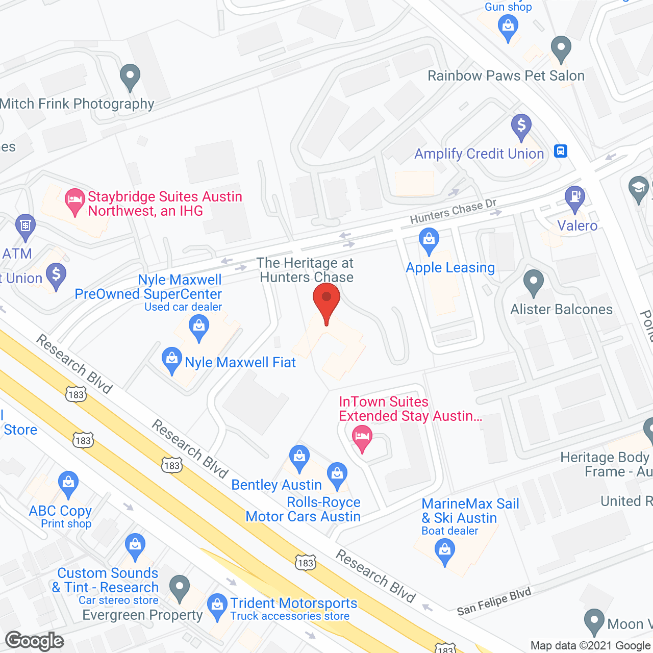 Map of the neighborhood around The Heritage at Hunters Chase