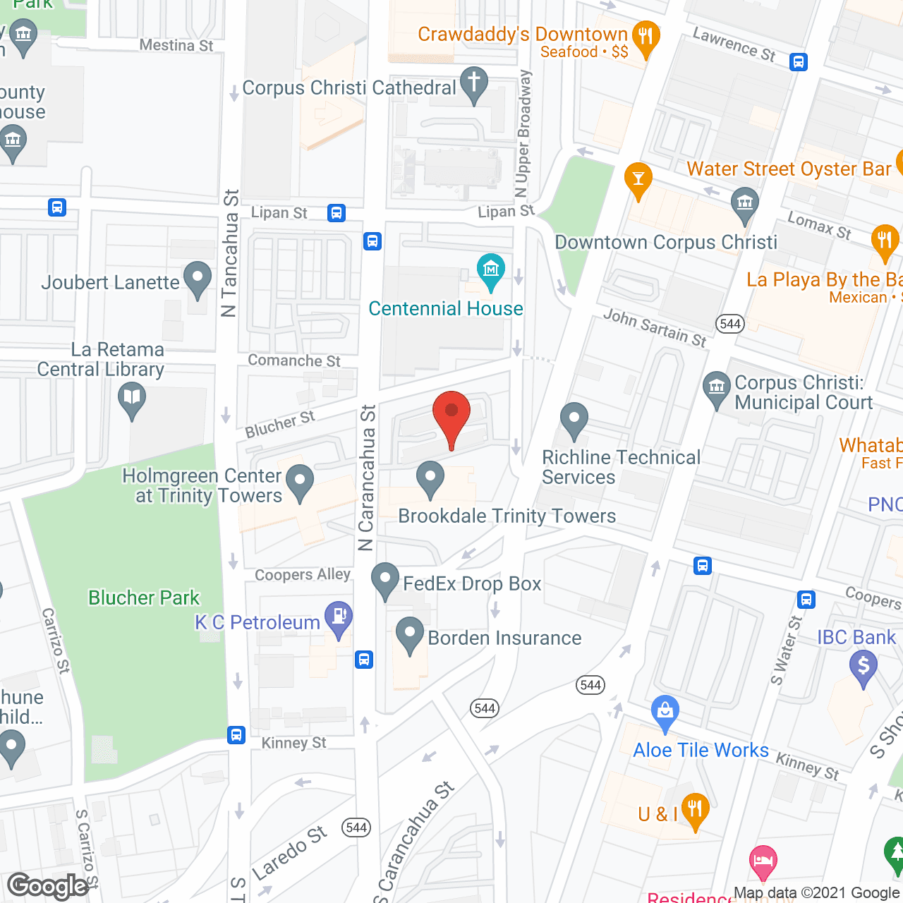 Map of the neighborhood around Brookdale Trinity Towers