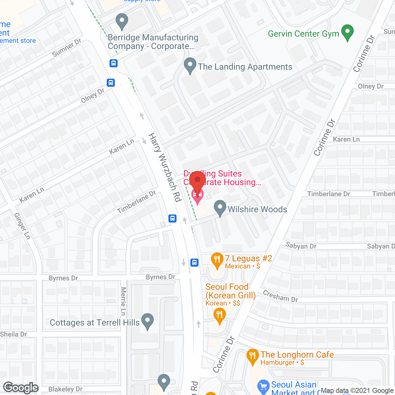 Map of the neighborhood around Wilshire Woods Apartments