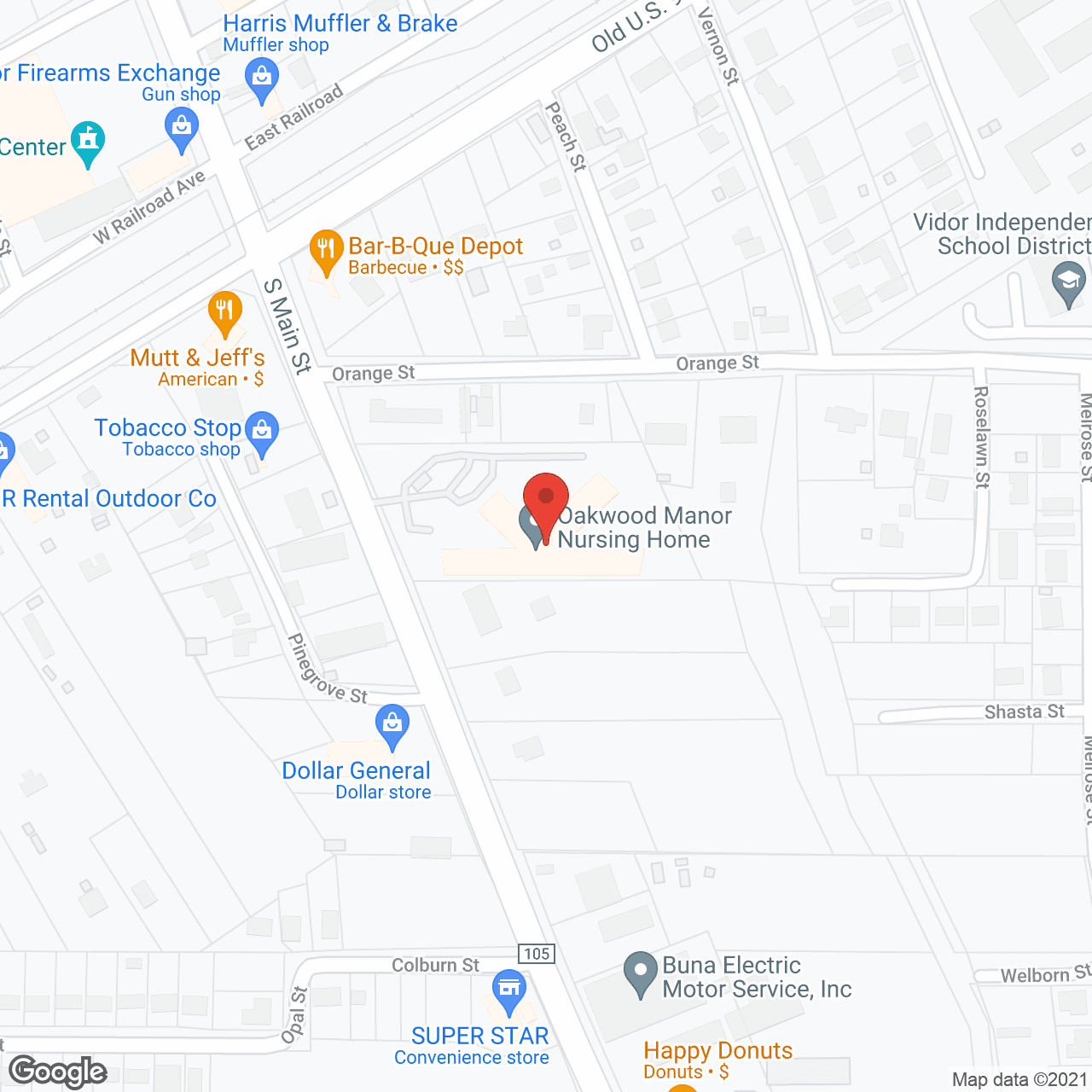 Map of the neighborhood around Oakwood Manor
