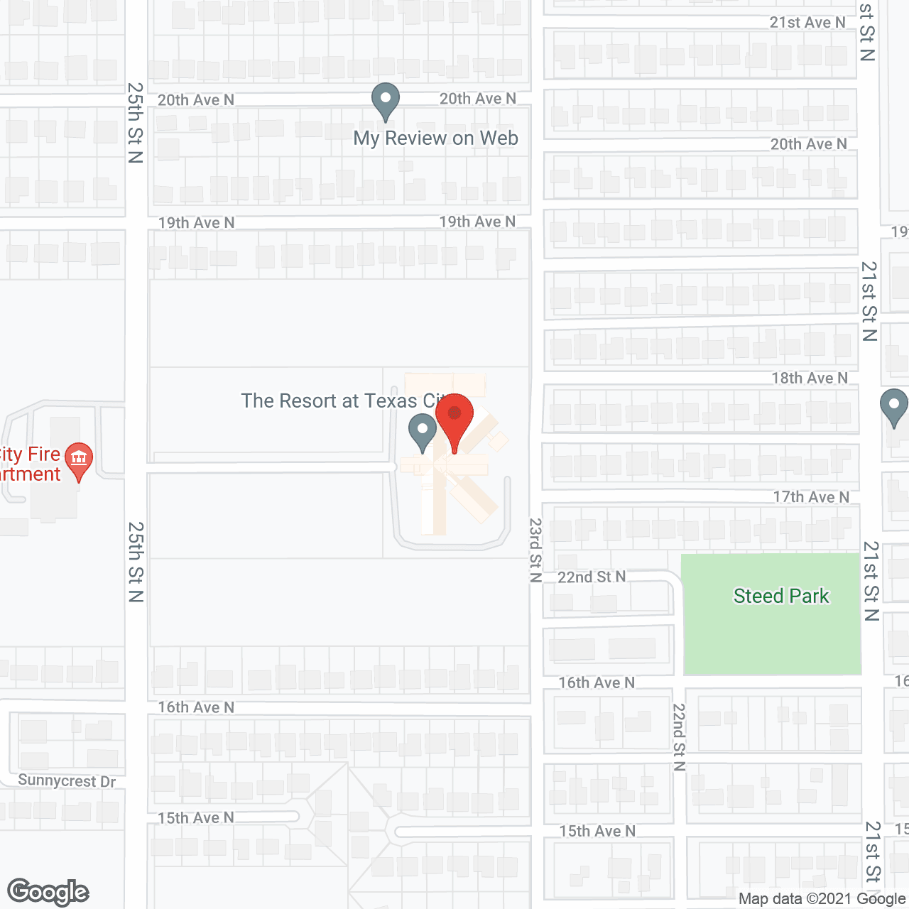 Map of the neighborhood around The Resort at Texas City