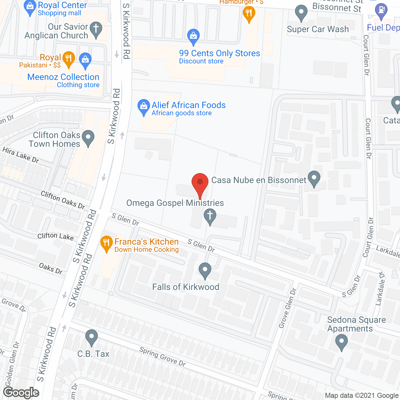 Map of the neighborhood around Evening Starr Villa