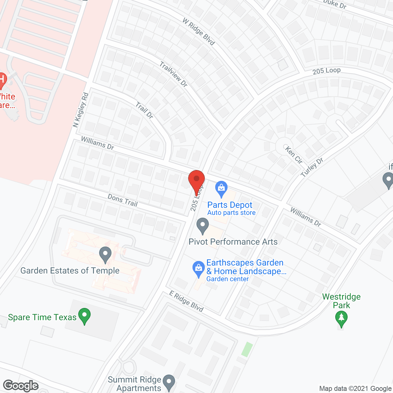 Map of the neighborhood around Garden Estates of Temple