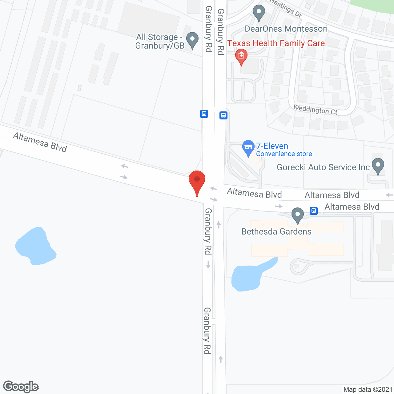 Map of the neighborhood around Bethesda Gardens Fort Worth