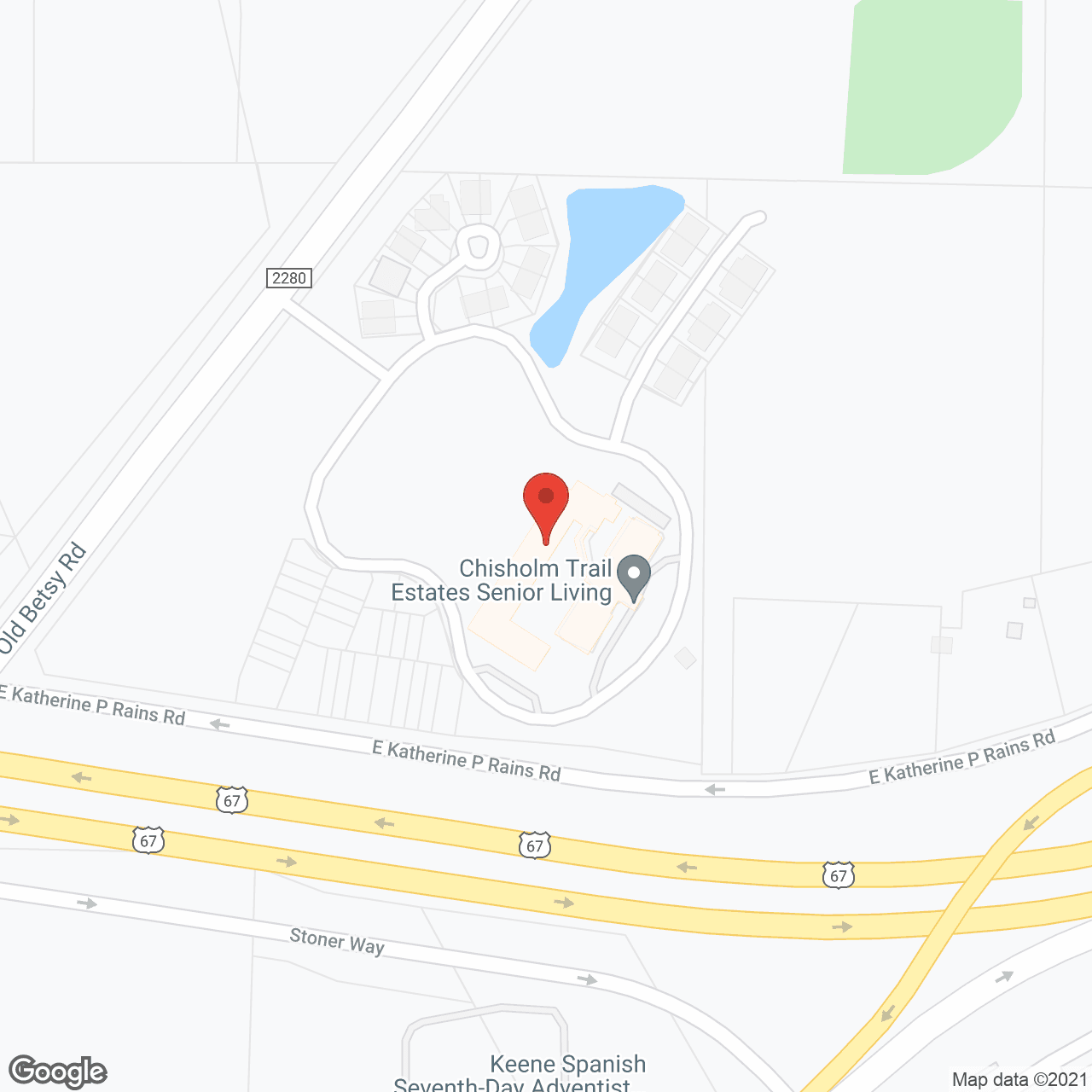 Map of the neighborhood around Chisholm Trail Estates Senior Living