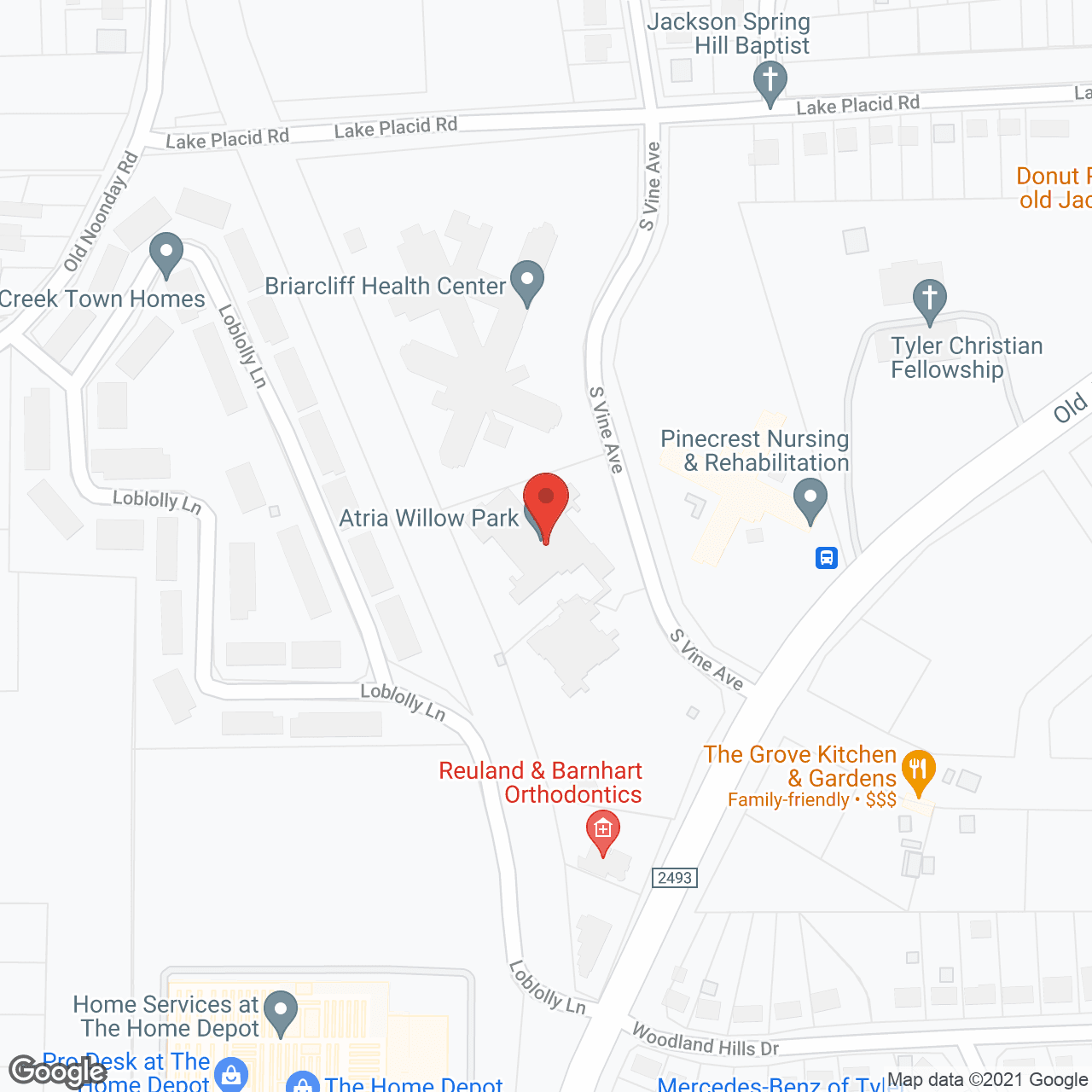 Map of the neighborhood around Atria Willow Park