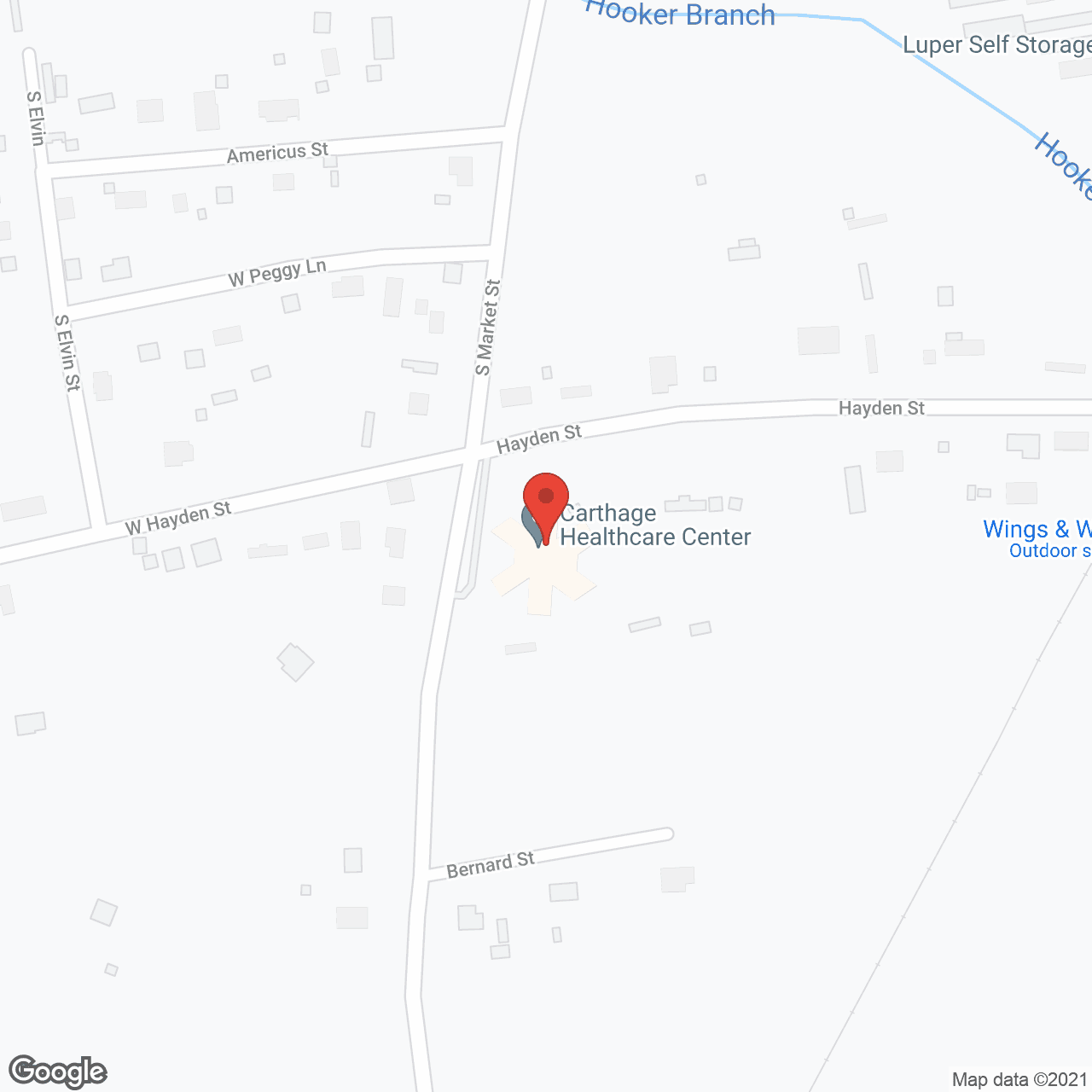 Map of the neighborhood around Carthage Health Care Ctr