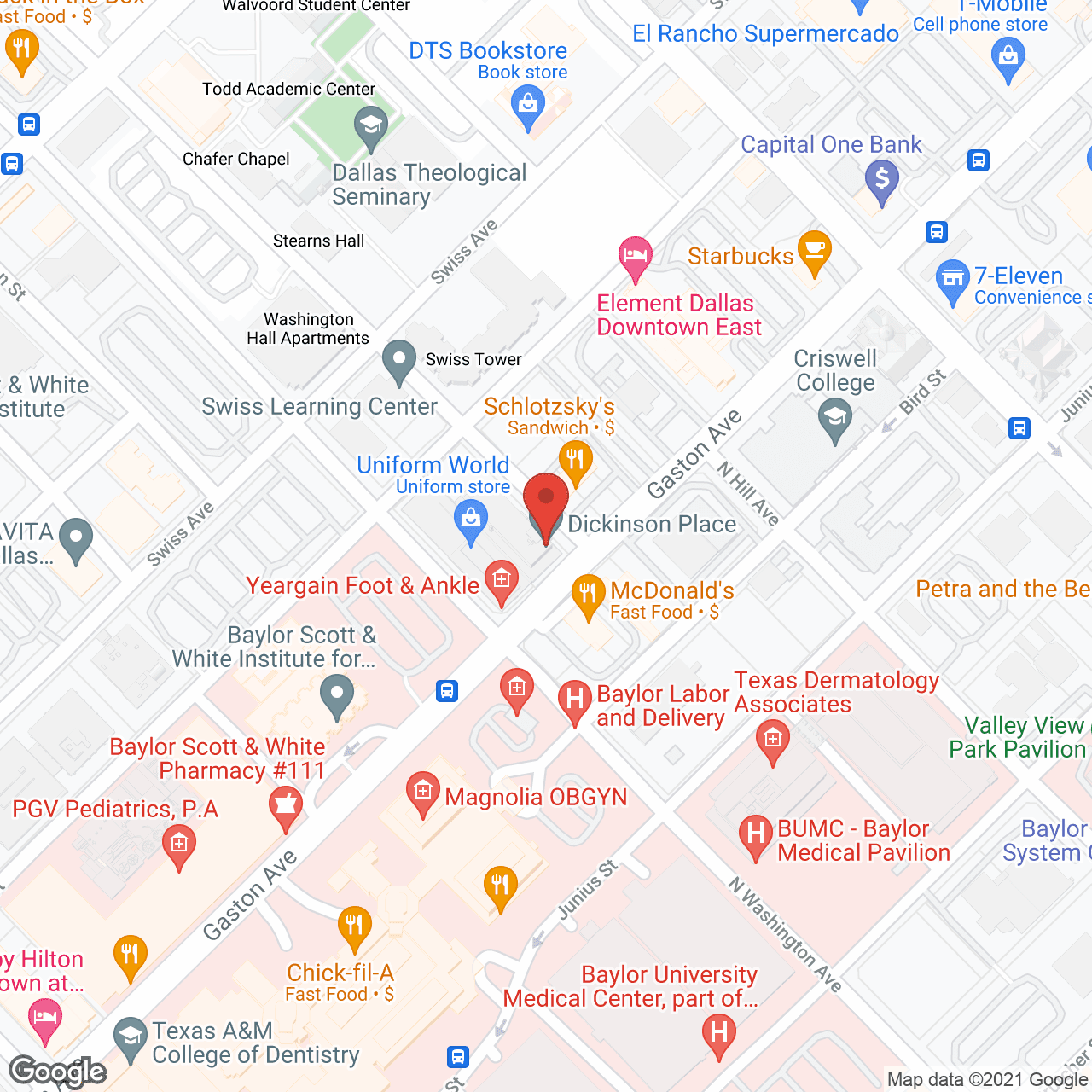 Map of the neighborhood around Dickinson Place