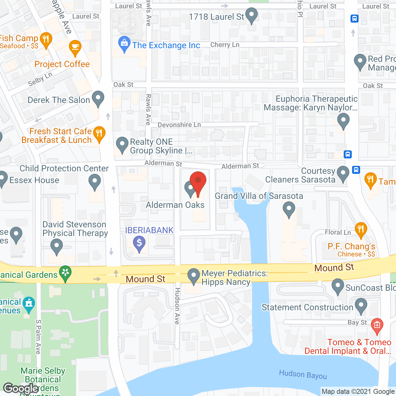 Map of the neighborhood around Alderman Oaks Retirement Center