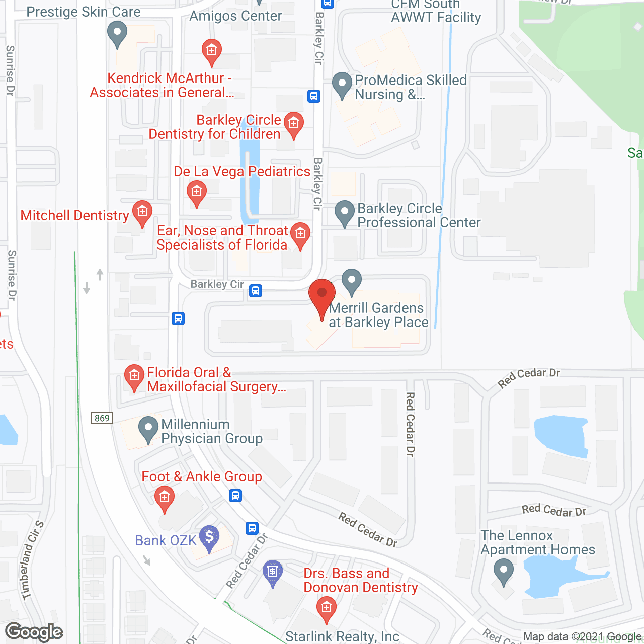 Map of the neighborhood around Merrill Gardens at Barkley Place
